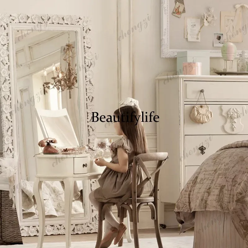 Full-length mirror household neoclassical carved floor mirror medieval cloakroom full-length mirror