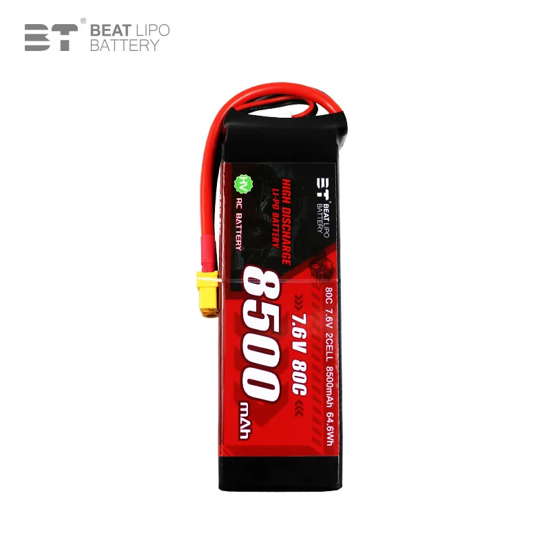 Remote Control Toy Battery 2S 7.6V Rechargeable Lithium Polymer Batteries 8500mAh RC Models Lipo Battery 80C