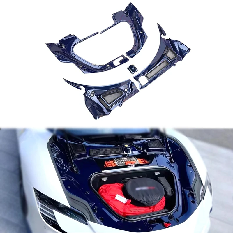 Car Accessories  OEM Style For Ferrari SF90 Blue Dry Carbon Fiber Front Luggage  Panel Front Trunk Lid Cover Interior Trim Kits