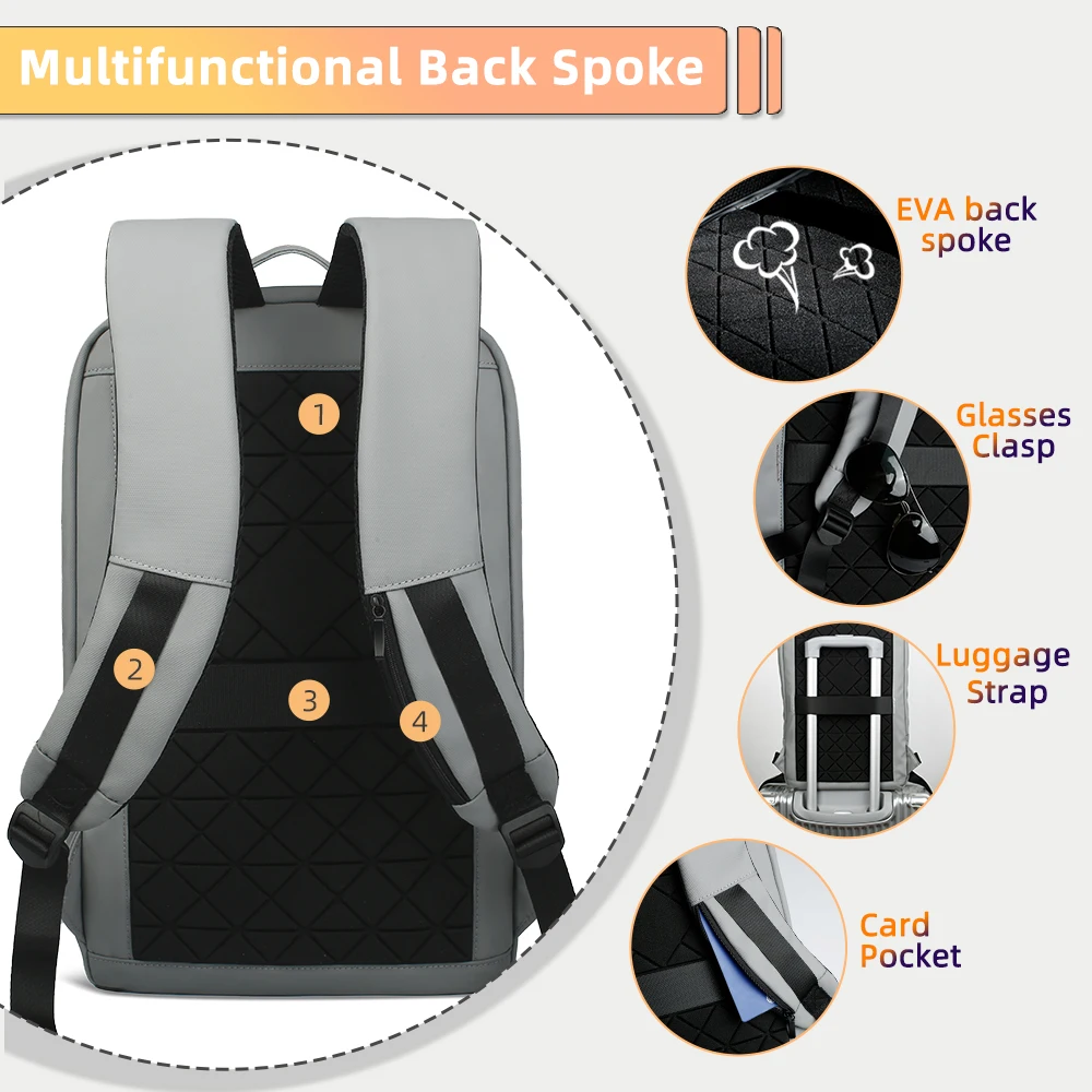 Imagem -02 - Heroic Knight Mochila de Negócios Multifuncional para Homens Carregamento Usb Impermeável Viagem de Trabalho Fino Laptop 14