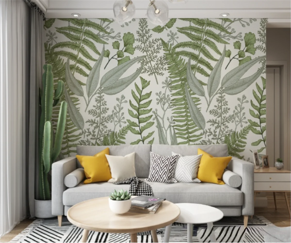 

Southeast Asia plant wallpaper simple restaurant wallpaper living room TV background wallpaper customized 3d mural papel tapiz