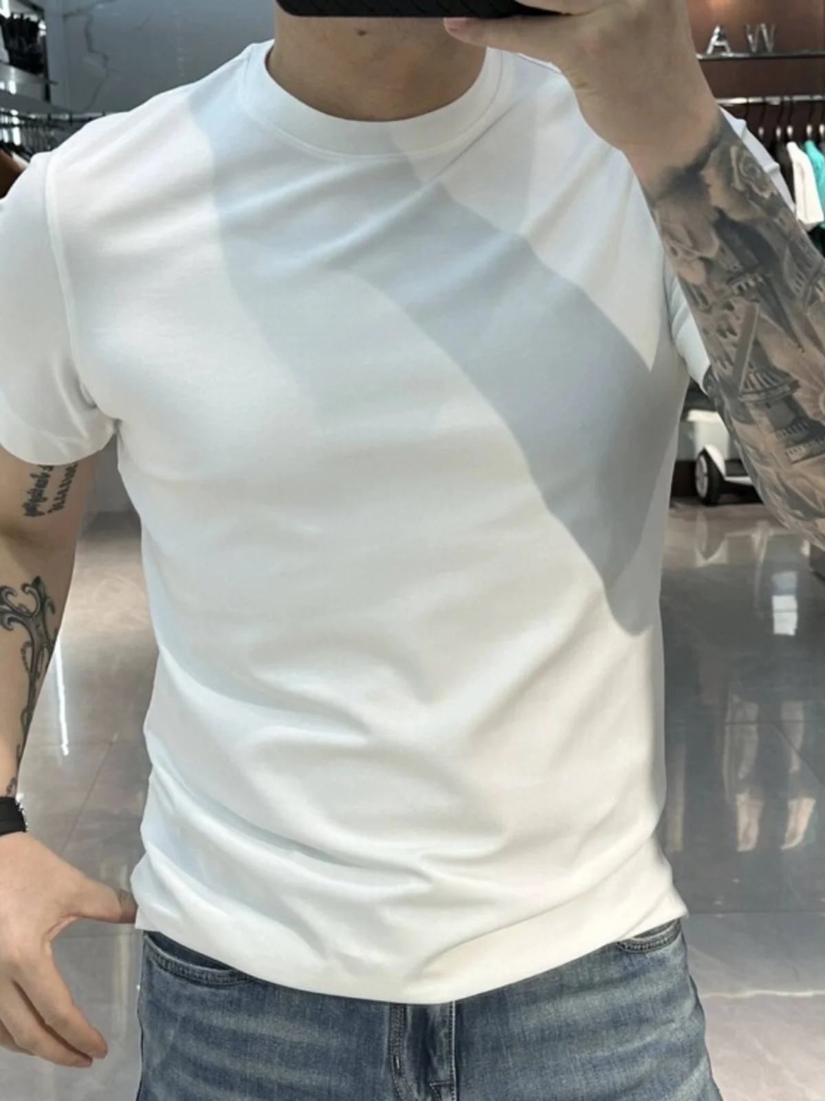 

Fall 2025 Men's Slim Fit ort Sve T-irt Pure Cotton f Sve Anti-Wrinkle Color Faionable Urban Sle Top