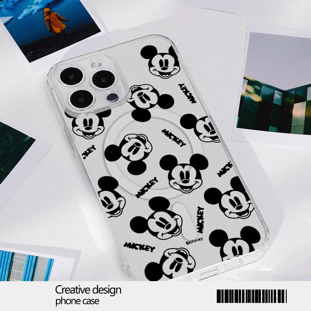 MINISO Disney Mickey Minnie Mouse Phone Case for iPhone 12 11 13 14 15 16 Max Pro Plus Magsafe Magnetic Wireless Cover image 6