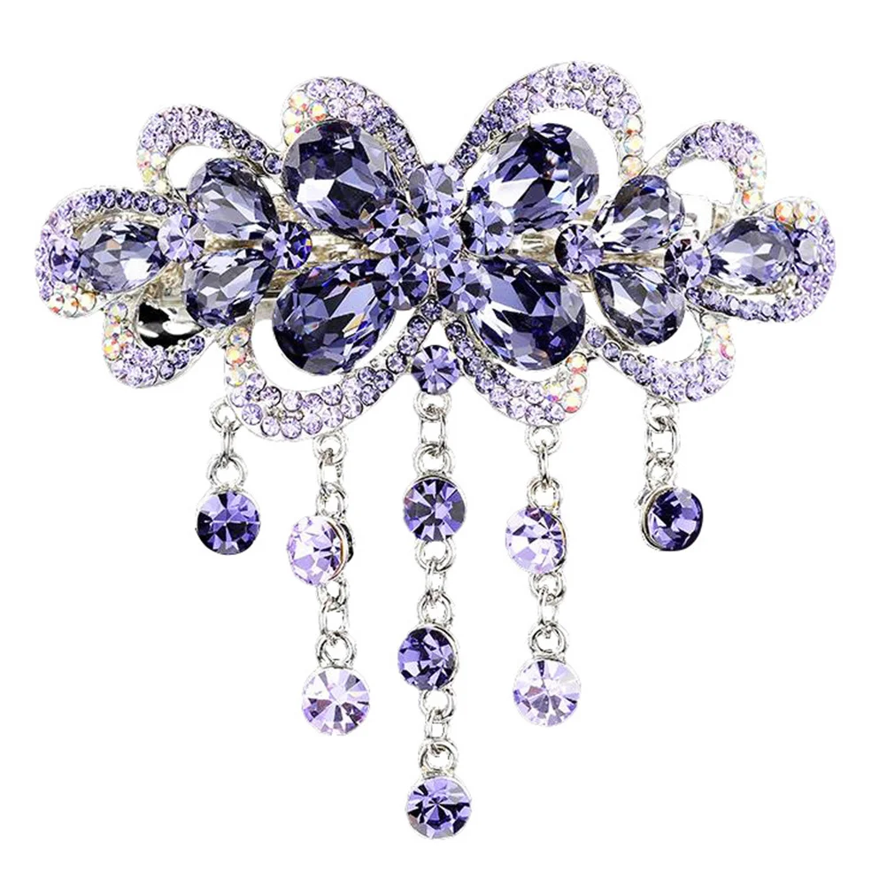 

Delicate Rhinestone Hair Barrette Spring Clip for Women Automatic Hair Styling Accessory Party Bridal Headdress