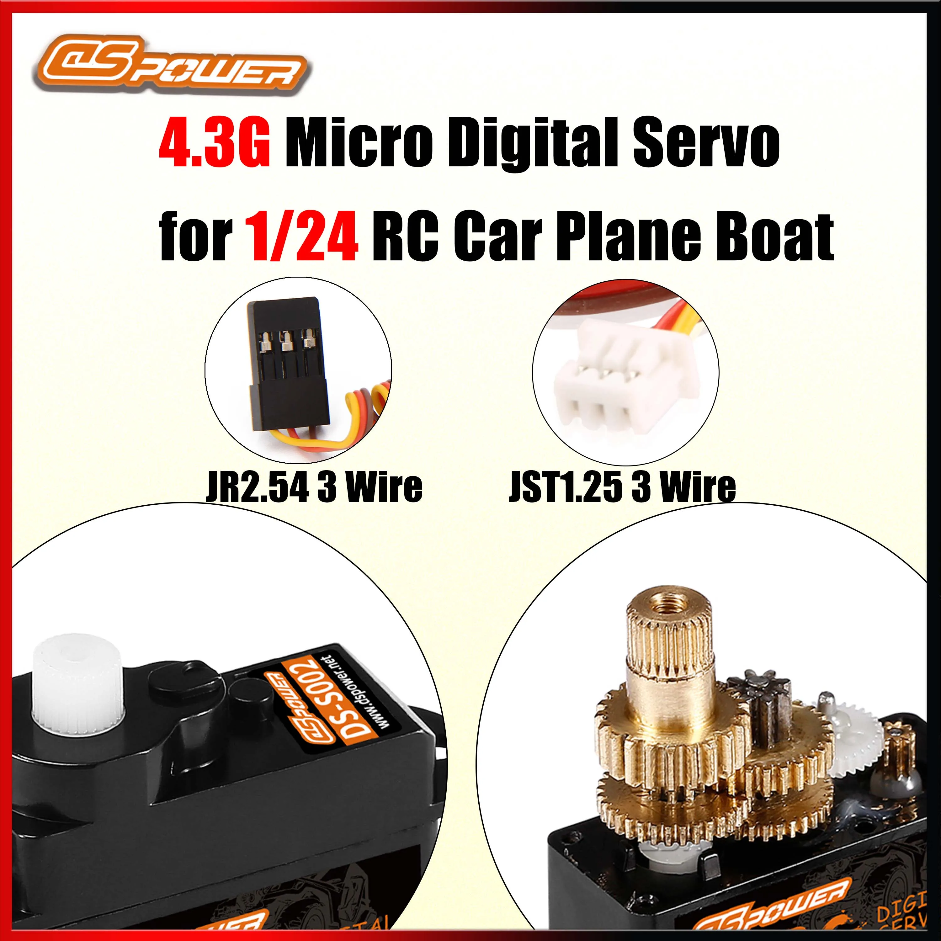 

DSpower 4.3G Coreless Motor Plastic/Metal Gear Micro Digital Servo JR/JST1.25 Plug for 1/24 RC Car Airplane Robot Accessories