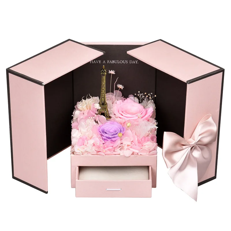 

2026 Rose Immortal Flower Jewelry Box Necklace Bracelet Mother's Day Gift Valentine's Day Gift