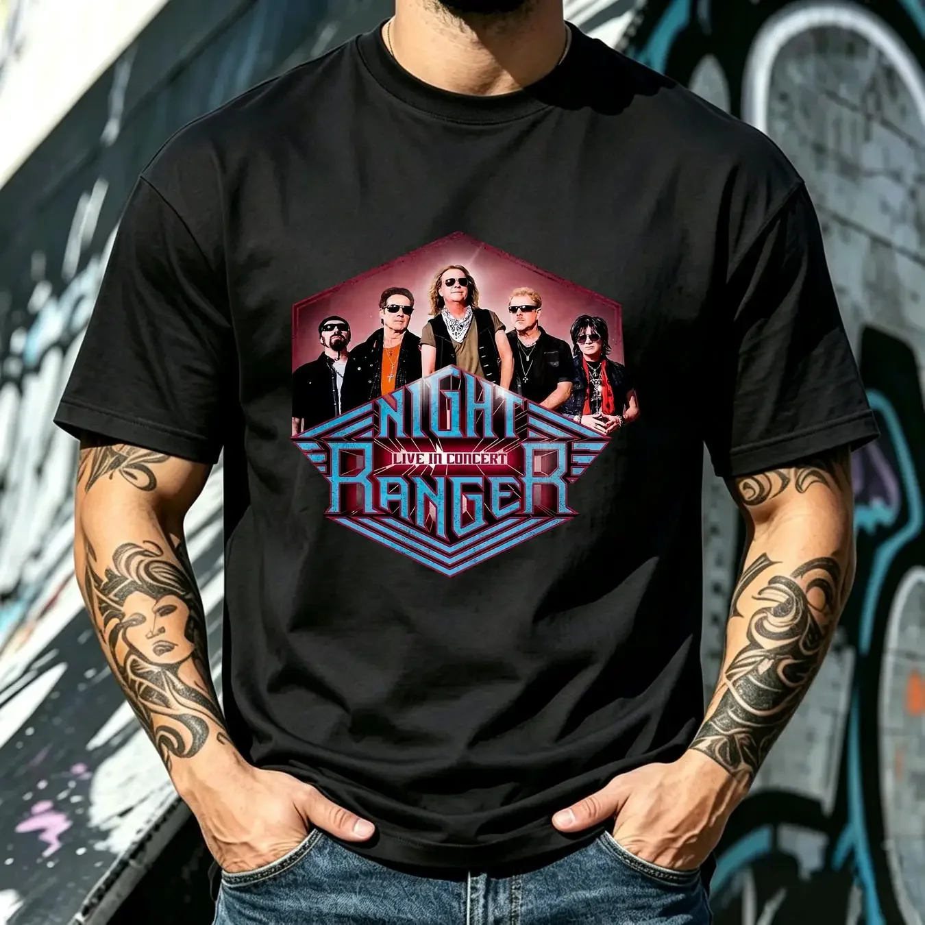 washed T Shirt Night Ranger Band Dont Let Up All Size S 5XL TP542 vintage Washed Comfortable Top For Everyday Wear Slightly