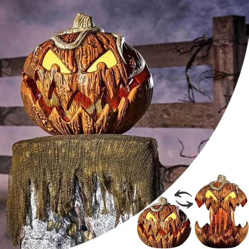 

Halloween Pumpkin Head Noise Activated Talking Pumpkin LED Glowing Eyes Lifting Pumpkin Haunted House Porch Yard Scary Decor