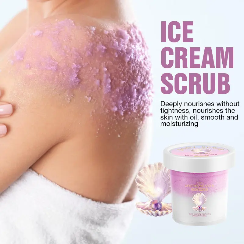 Pretty Cowry Two-Tone Ice Cream Body Scrub Exfoliates deeply cleanses smooths moisturizes with no irritation natural ingredients