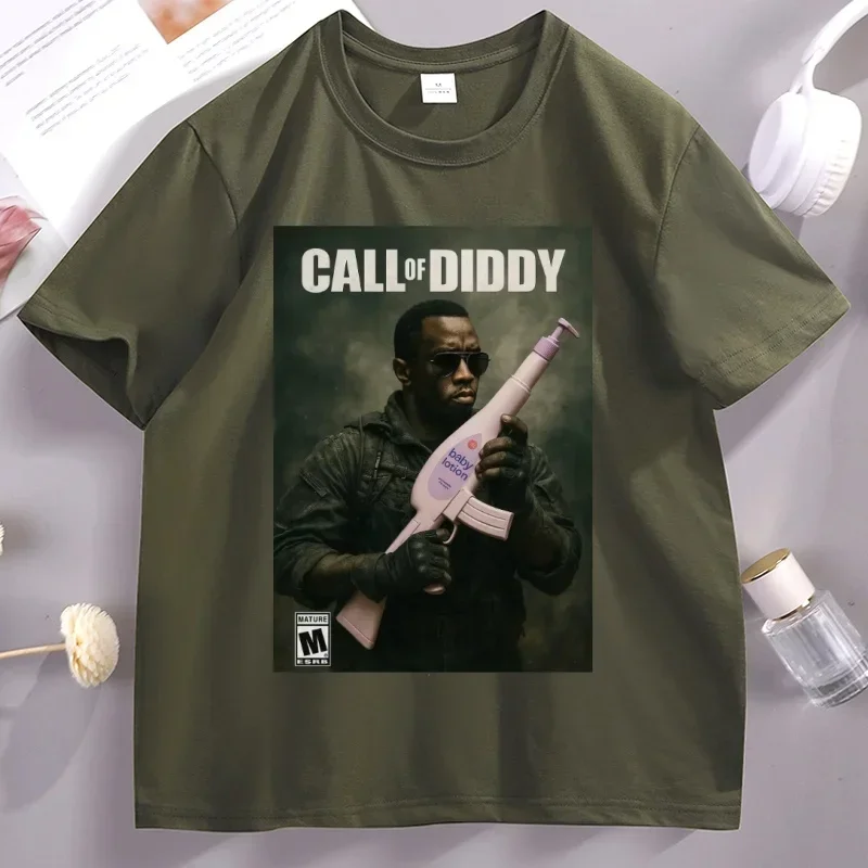 Call of Diddy T-shirt Men Women Parody Video Game Cover Graphic Tee Casual Round Neck Cotton Short Sleeve Tshirt Streetwear