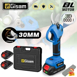 Gisam 브러시리스 전기 전정 가위, 무선 과일 나무 분재 전정 가위, Makita 18V 배터리, 2 단 기어, 30mm