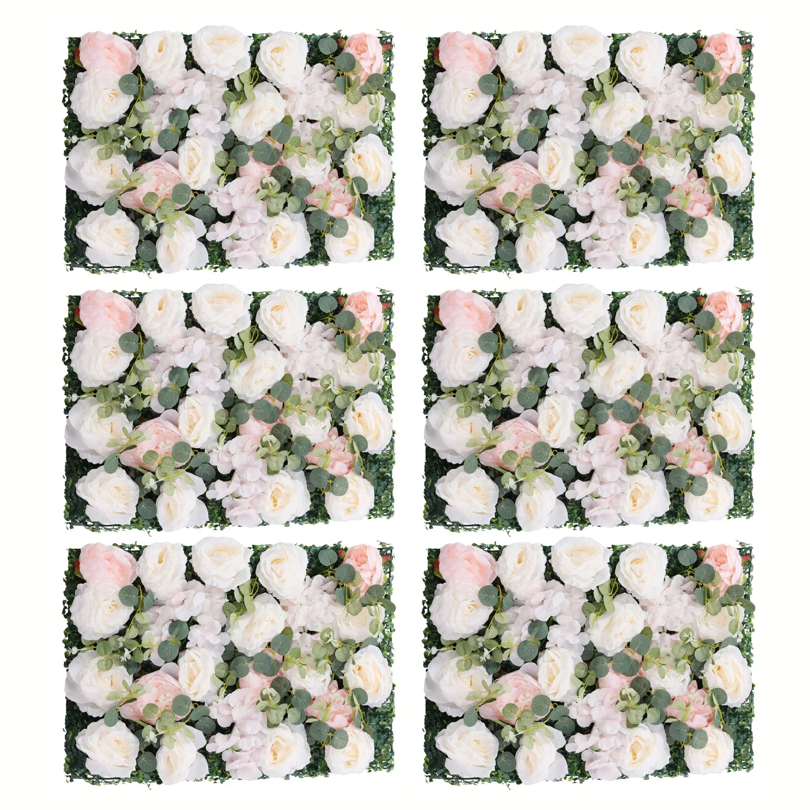 6 Plant Flower Walls - Milan Champagne Rose Peony Eucalyptus -40 * 60cm