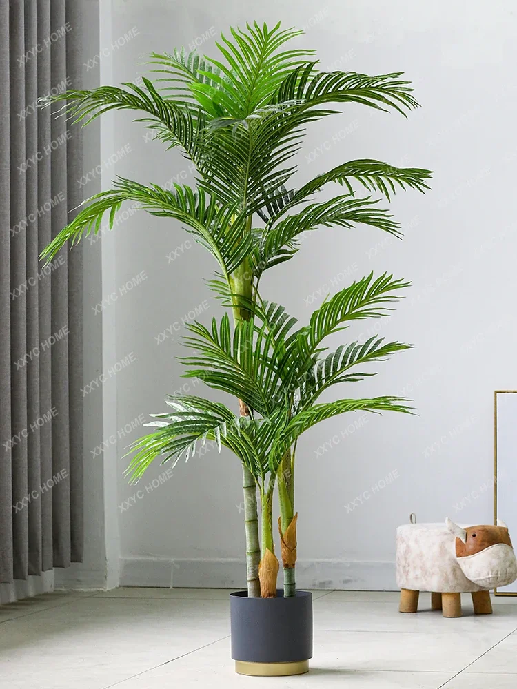 Large Nordic Style Simulation Green Plant Areca Palm Plant Pot Living Room Interior Floor Ornaments Decoration