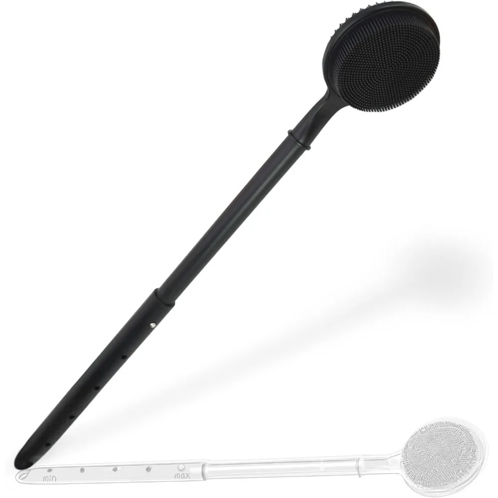 

24-дюймовая регулируемая щетка для ванны с длинной ручкой для душа, двухсторонний силиконовый скребок для спины для отшелушивания и массажа душа - Perf