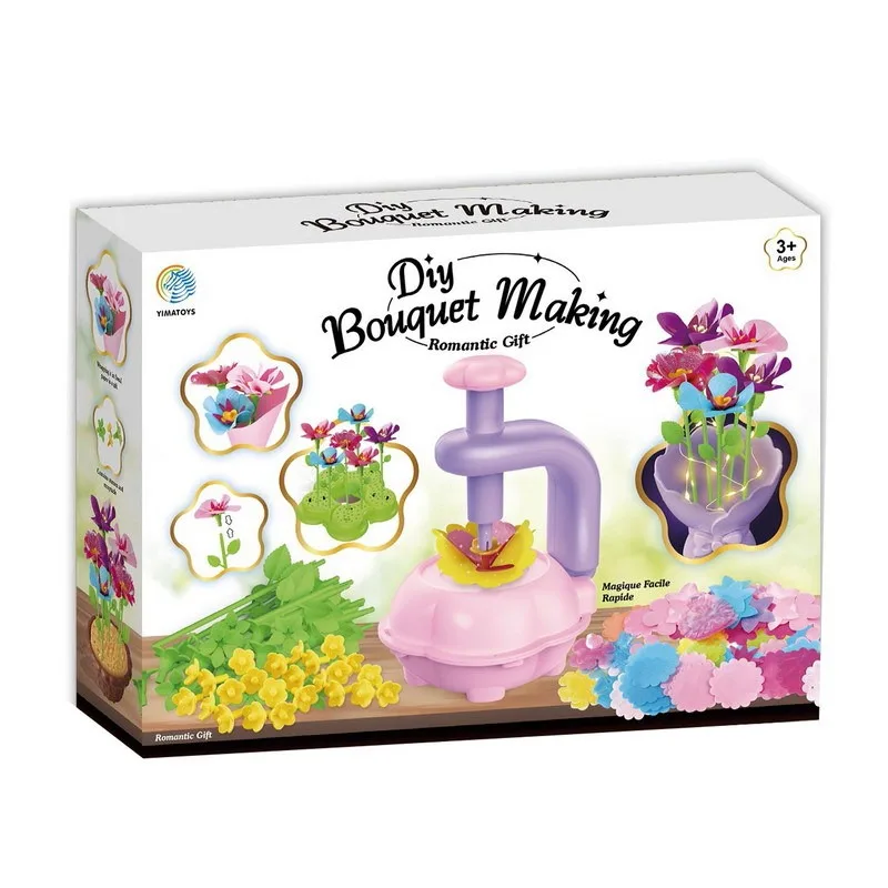 子供用DIY造花組み立てキット、女の子向けアート玩具用エンボス加工ツール付きクリエイティブな手作りアレンジメントセット