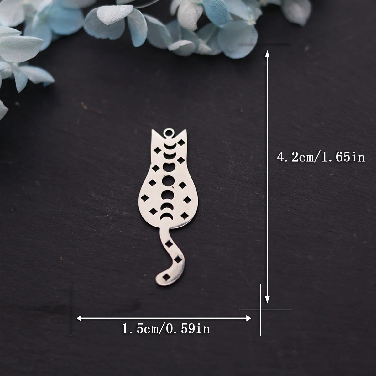 3pcs Cute Cat Phase of the Moon Stainless Steel Pendant Charms for Jewelry Making Earrings Bracelets Lovely Kitten diy Handmade