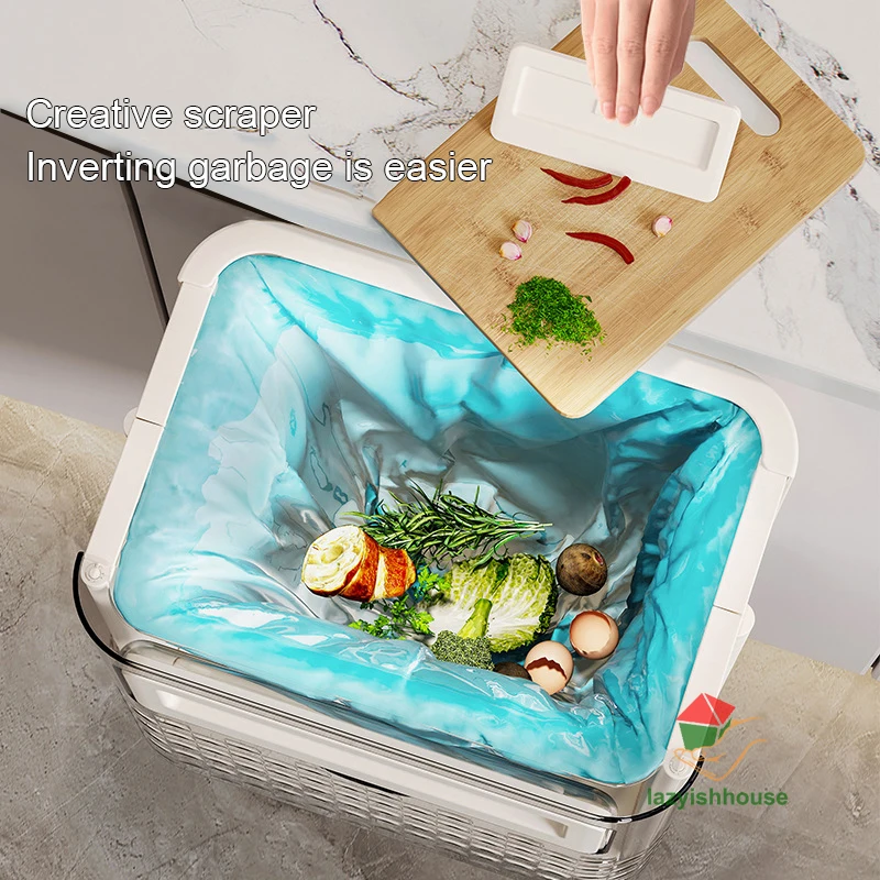 Hanging Trash Can with Lid Large Capacity Kitchen Recycling Garbage Basket Cabinet Door Bathroom Wall Mounted Trash Bin Dustbin