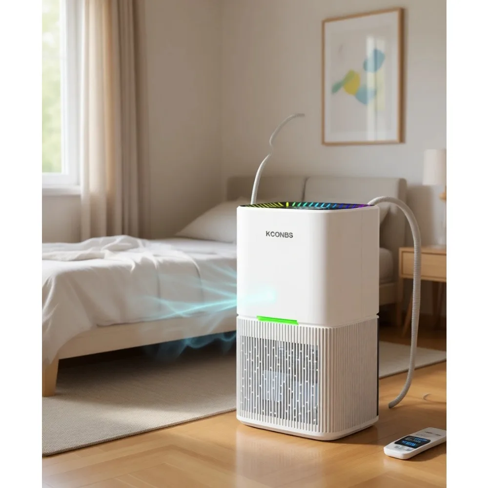 60oz Quiet Dehumidifier for 500sqft Home Basement Bedroom Auto Shut Off 7Color LED Sleep Mode