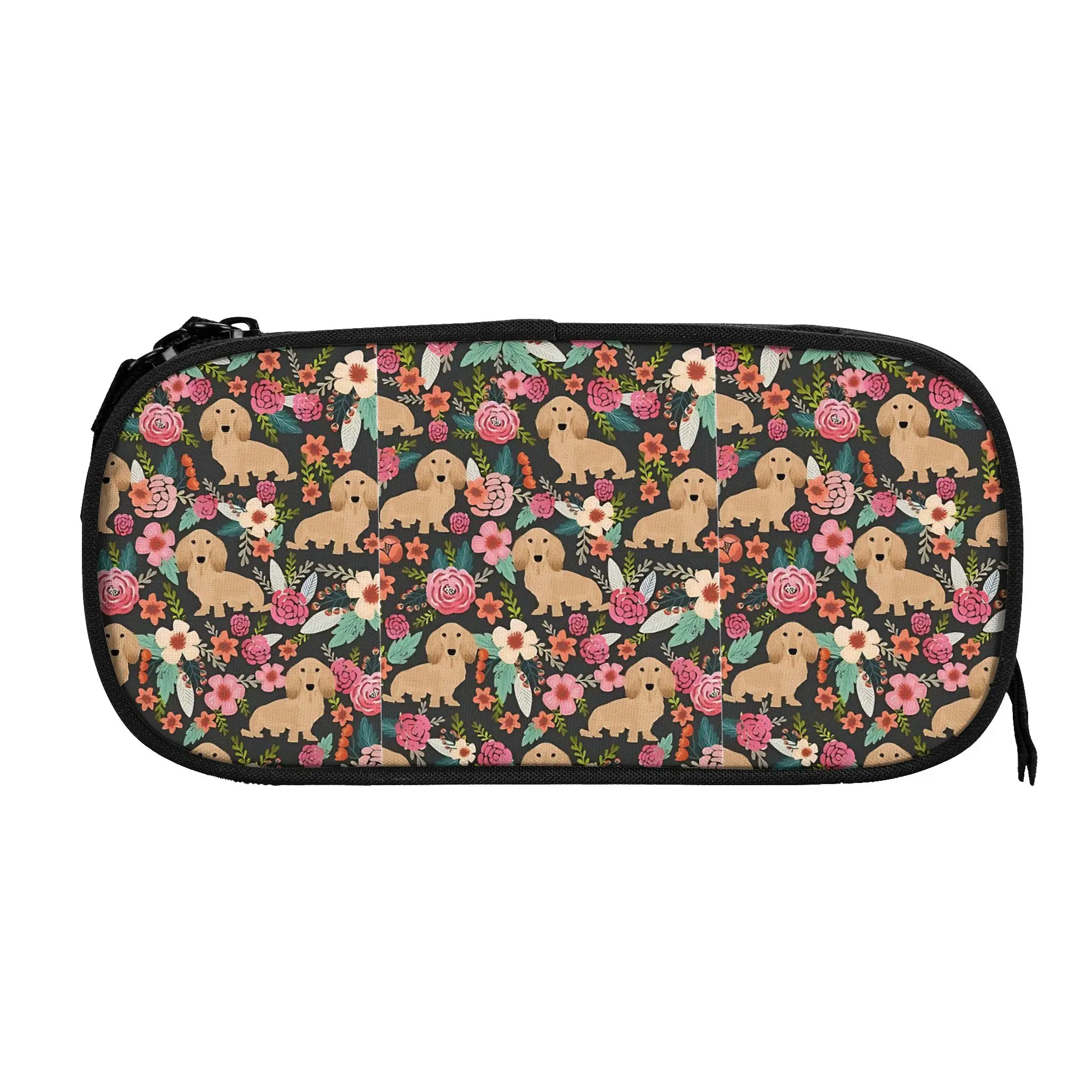 

1 piece Stylish Dog with flowers Pencil Case Boys Pen Bag Dachshunds Office Pencil Pouch
