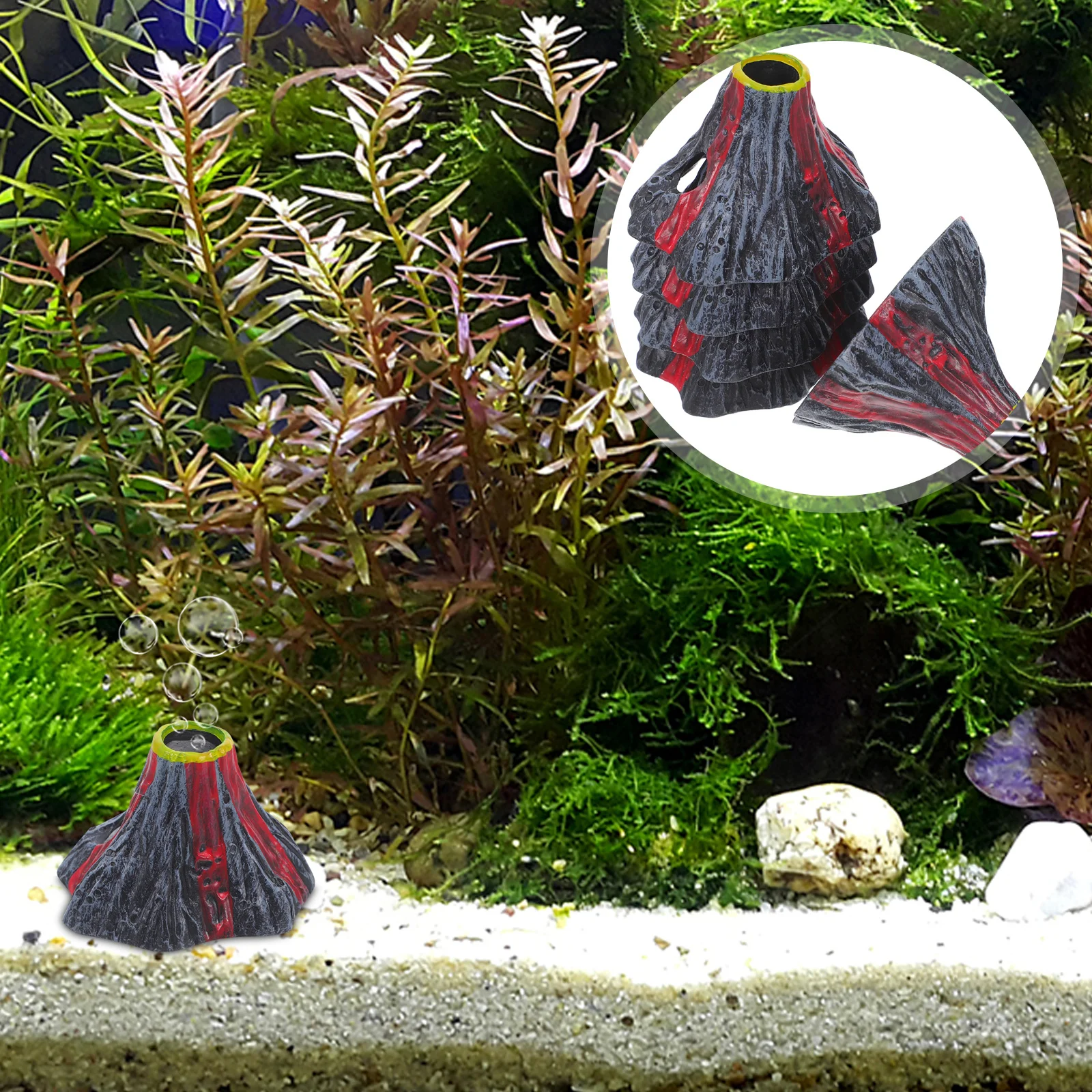 

5Pcs Fake Volcano Aquarium Decor Volcanic Hideout for Fish Realistic Fish Tank Resin Decoration Versatile