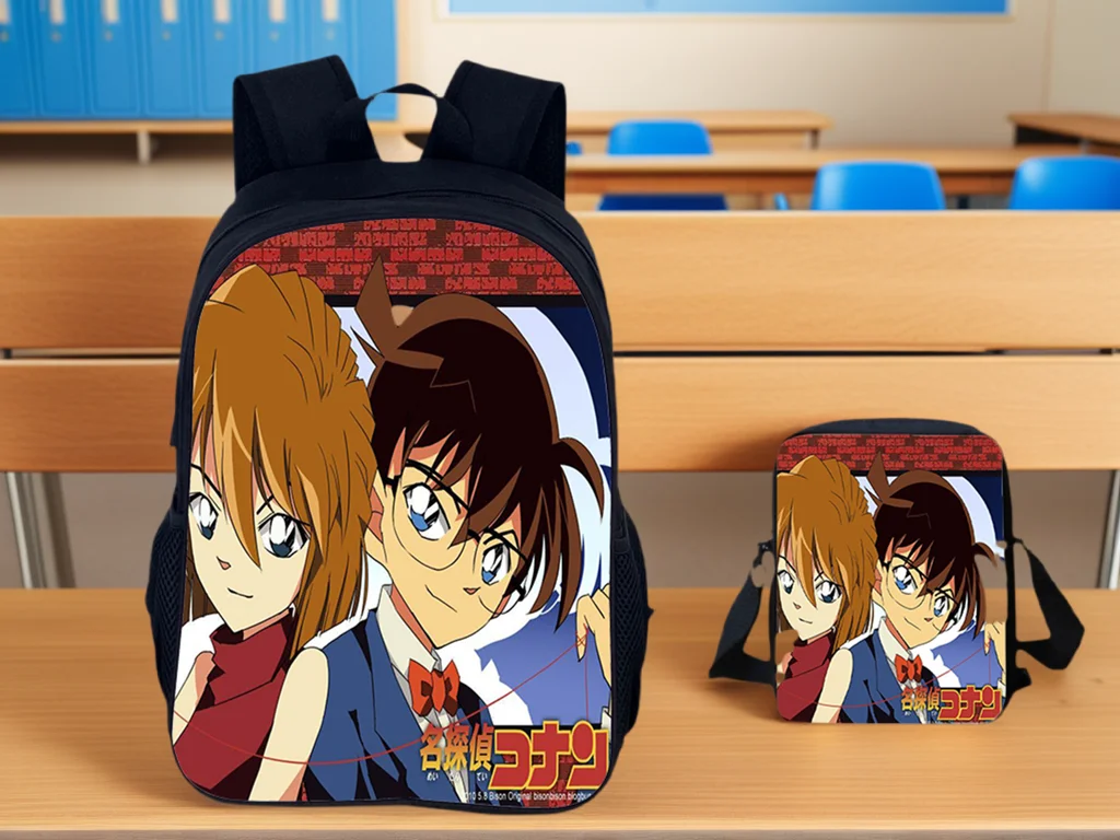 

Elementary Children Conan Lightweight Rucksack and Water Proof Side Bag 2Pcs Set Backpack for Little Boy Girl
