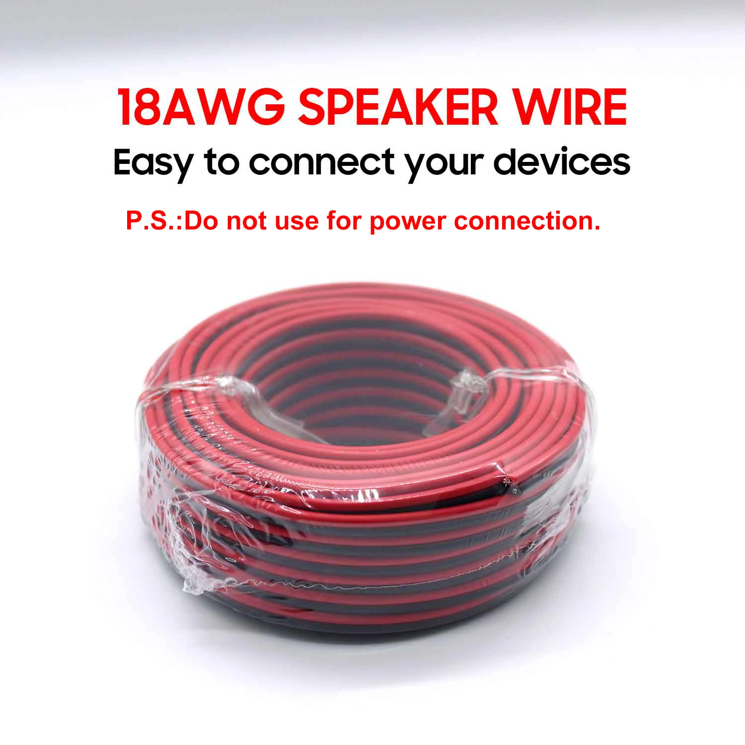 18AWG Red Black Speaker Wire 100FT CCA Low Voltage for Home Theater Stereo LED Lights