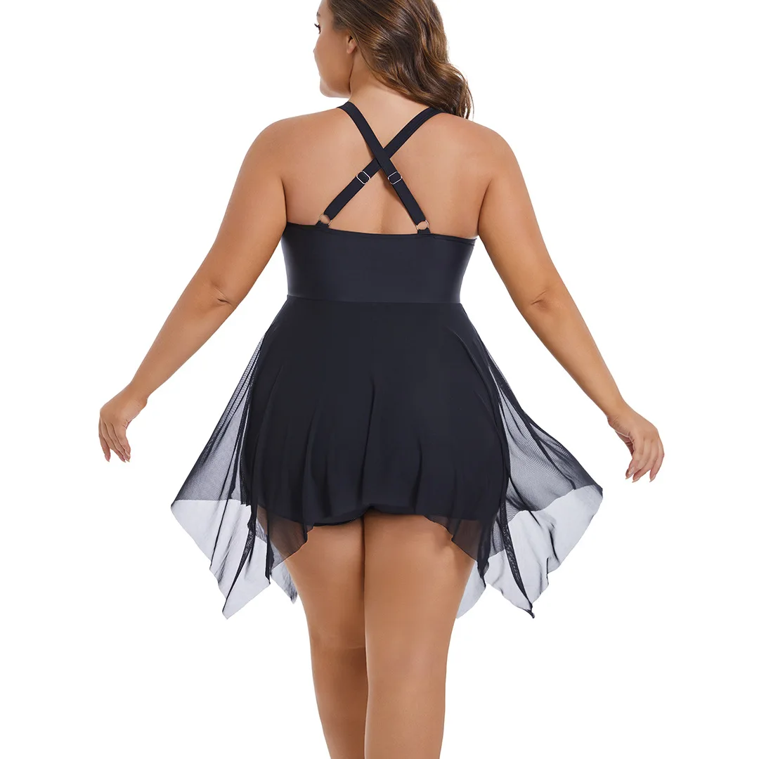 Plus Size One Piece Swim Dress Swimsuits For Women Swimwear Tummy Control Swimdress Skirt Bathing Suit