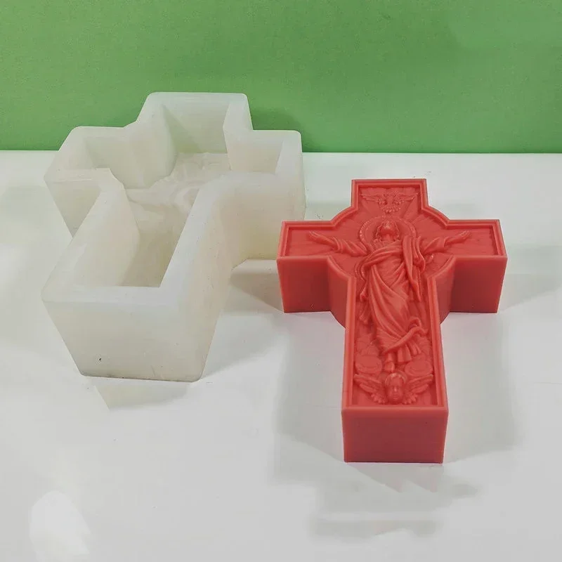 DIY Kreuz Jesus Statue Silikon Kerze Formen Katholischen Apostel Porträt Gips Beton Harz Casting Werkzeug Religiöse Dekoration
