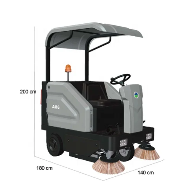 A86 Floor Cleaning Machine Ride On Sweeper Equipment For High Efficient Sweep Little  Plastic Rubbish Leaf Dust Waste Paper