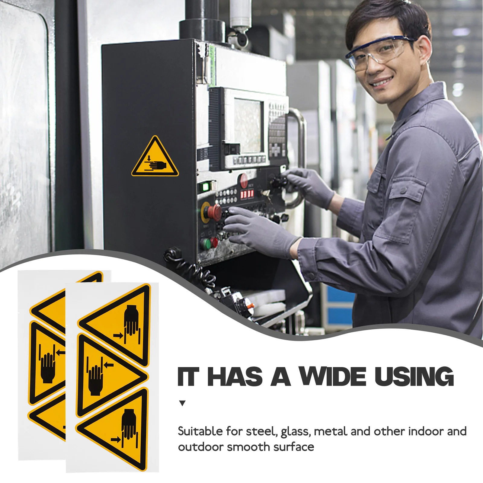 

6pcs Warning 100mm Triangle Safety Signs for Machine Danger Hand Pinch Prevention Adhesive Warning Sign For Danger Decals