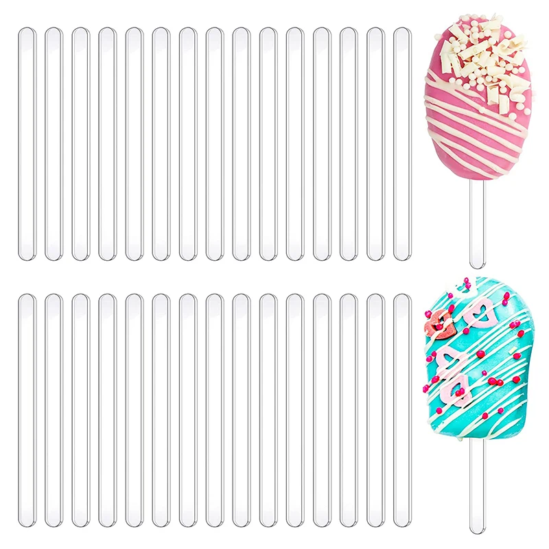 10/20pcs Acrylic Ice Cream Sticks Summer Party Supplies Popsicle Chocolate Dessert Stick Birthday Baby Shower Kids DIY Crafts