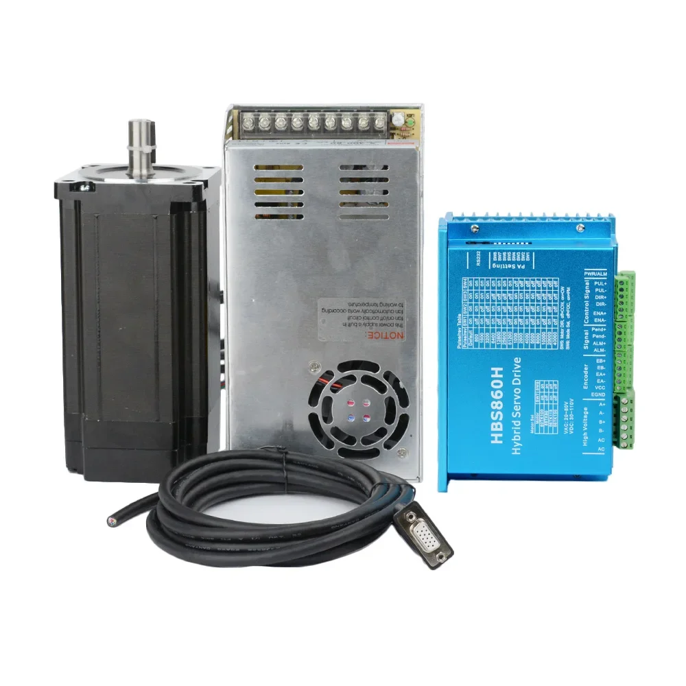 1 set 4 stks NEMA 34 gesloten lus stappenmotor met HBS860H drive (8-dial plastic omhulsel) met mach3