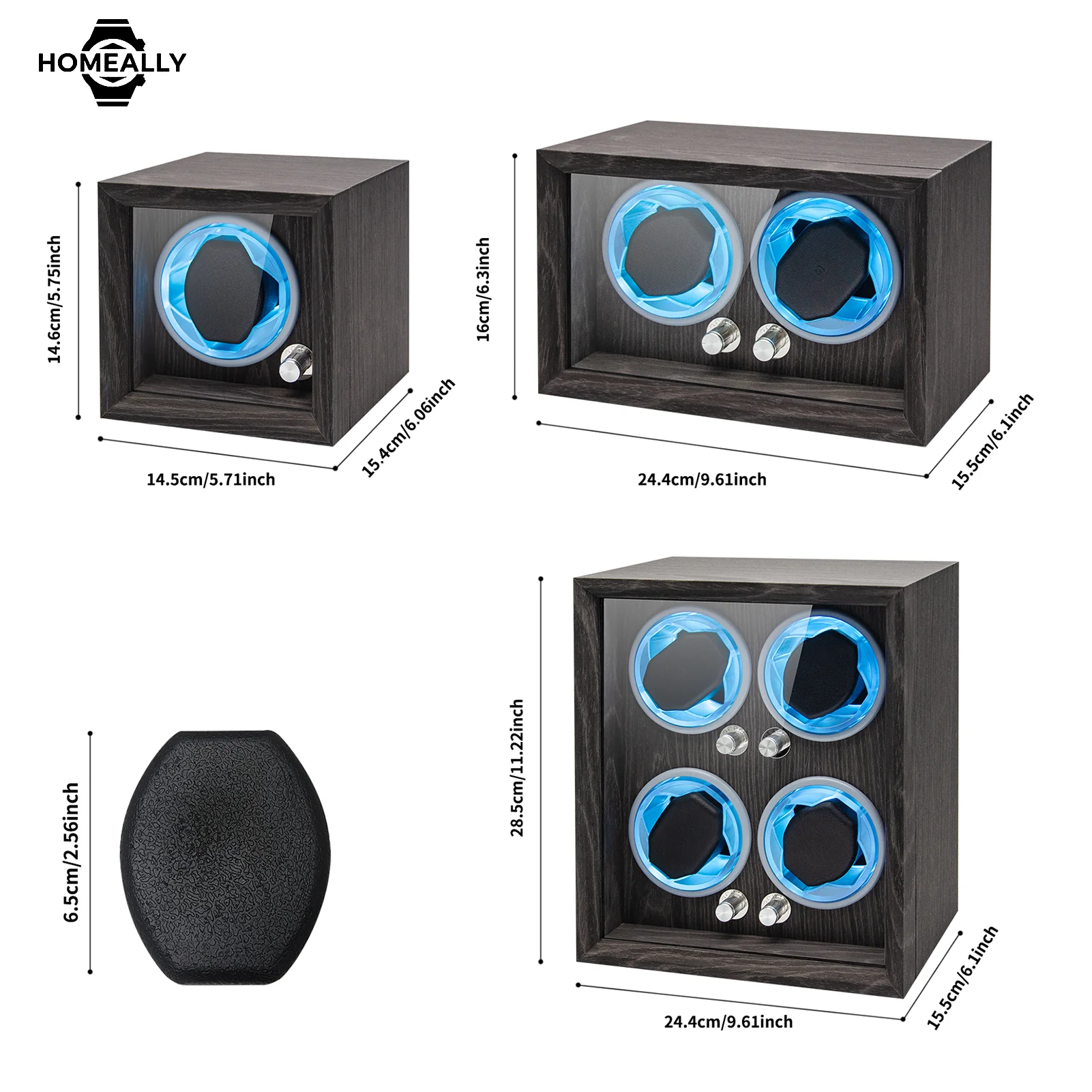 1/2/4 Slots Watch Winder Wood Grain Finish Box With LED Light Automatic Rotate Mechanical Watch Storage Case for Men and Women
