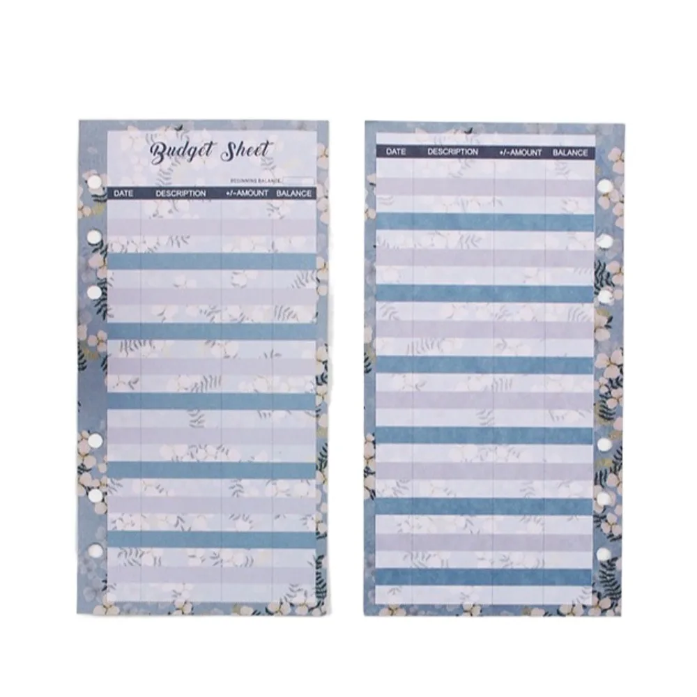 12Sheets A6 Loose Leaf Refill Budget Paper 6 Holes Fruit Pattern Expense Tracker Refill Binder Paper Flower