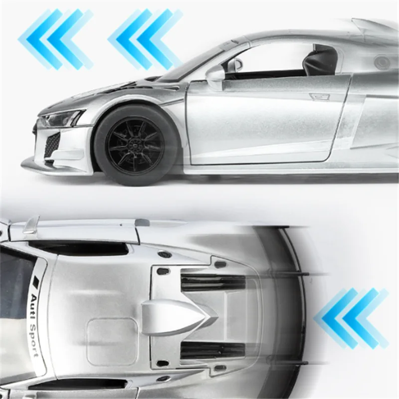 1:24 R8 LMS GT2 Legierung Sportwagen Modell Diecast Metall Track Racing Auto Fahrzeug Modell Sound und Licht Simulation Kinder Spielzeug geschenk
