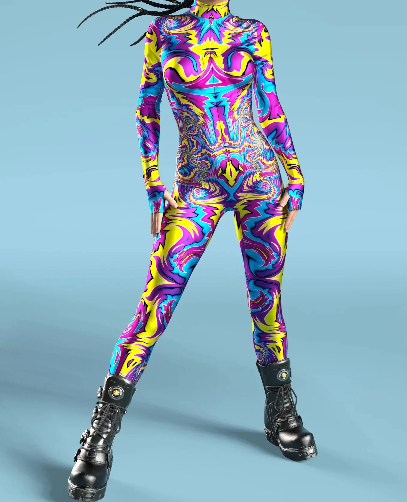 Bunter Regenbogen Abstrakte Geometrie Aerial Yoga Anzug Damen Enger Jumpsuit Karneval Urlaub Party Cosplay Kostüme Ausgefallener Bodysuit – Detail 19