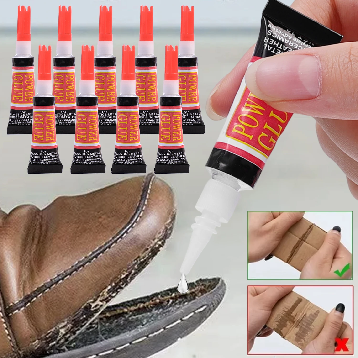 100/10PCS 502 Super Glue Instant Quick-drying Cyanoacrylate Adhesive Leather Rubber Wood Metal Nail Gel Strong Bond Liquid Glue