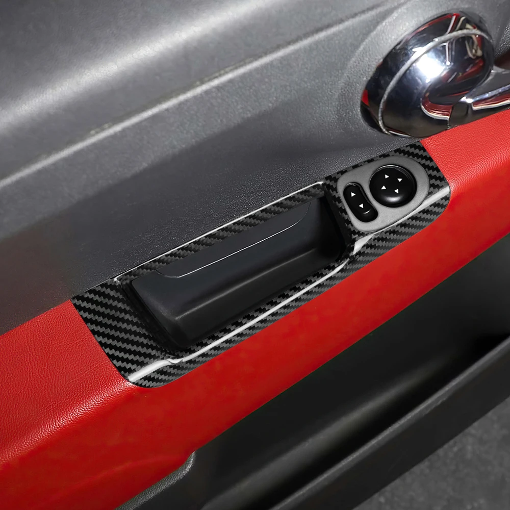 

Carbon Fiber Window Lift Switch Panel Rearview Mirror Adjustment Switch Frame Sticker LHD For Fiat 500 Abarth 595 695 2012-2024