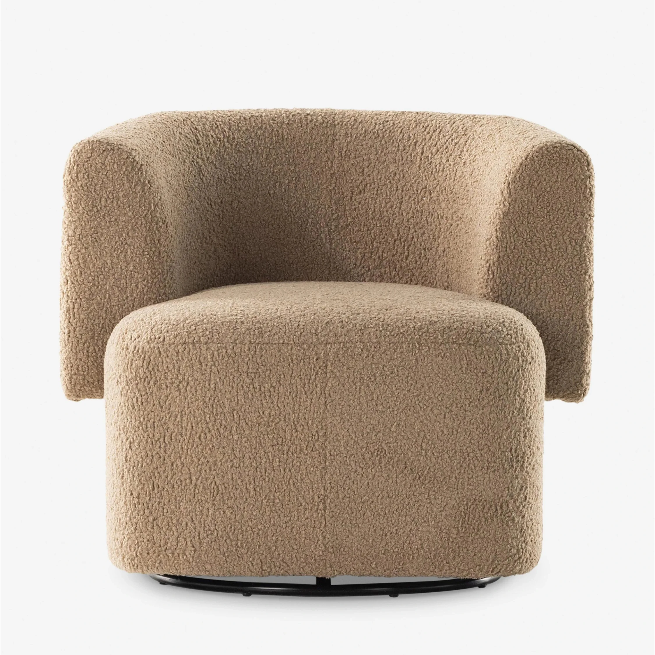 ^Modern Chesterfield Single Round Sofa Rotating Base Swivel Chair for Living Room Fabric One Seat Villa Application