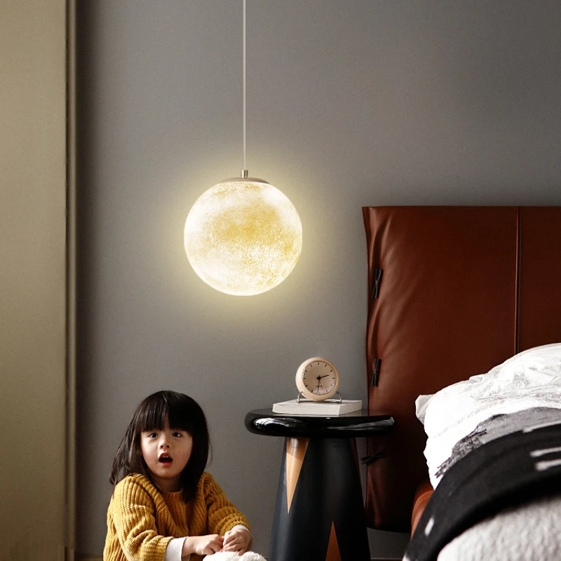 

Moon chandelier bedroom bedside chandelier modern simple children's room bedside lamp hanging wire online celebrity