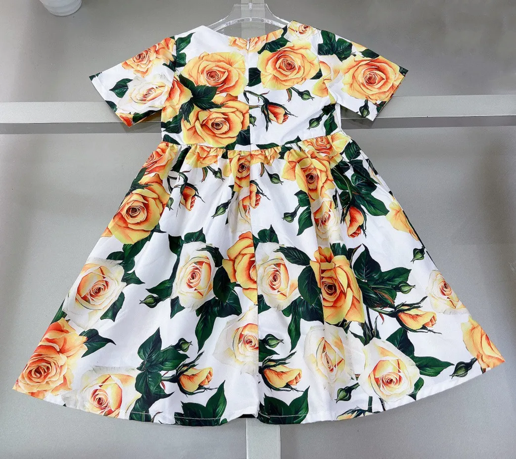 2024 spring  high-end children's clothing G family full-print flower dress parent-child clothing dress