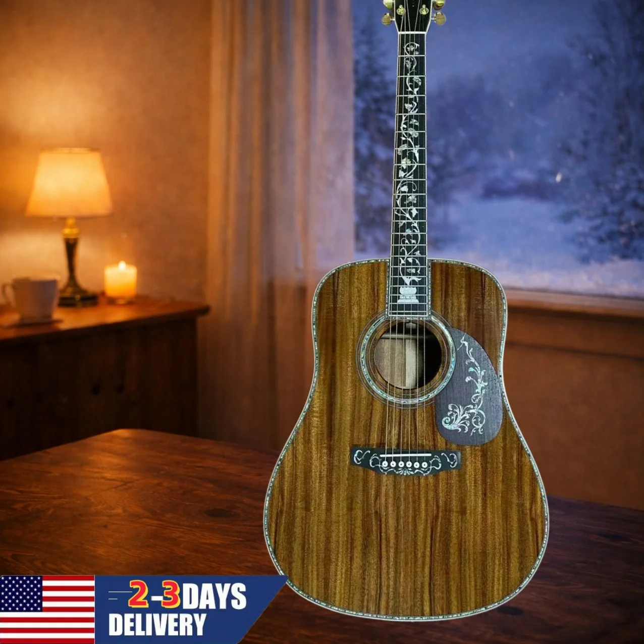 

Classic Style D45 Acoustic Guitar, Country Folk Blues Style Suitable for Music Festival Performances