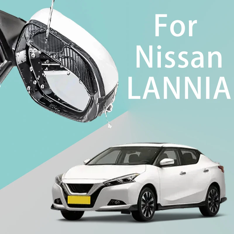 Voor Nissan LANNIA auto achteruitkijkspiegel regen wenkbrauw verdikte koolstofvezel textuur achteruitkijkspiegel regen wenkbrauw