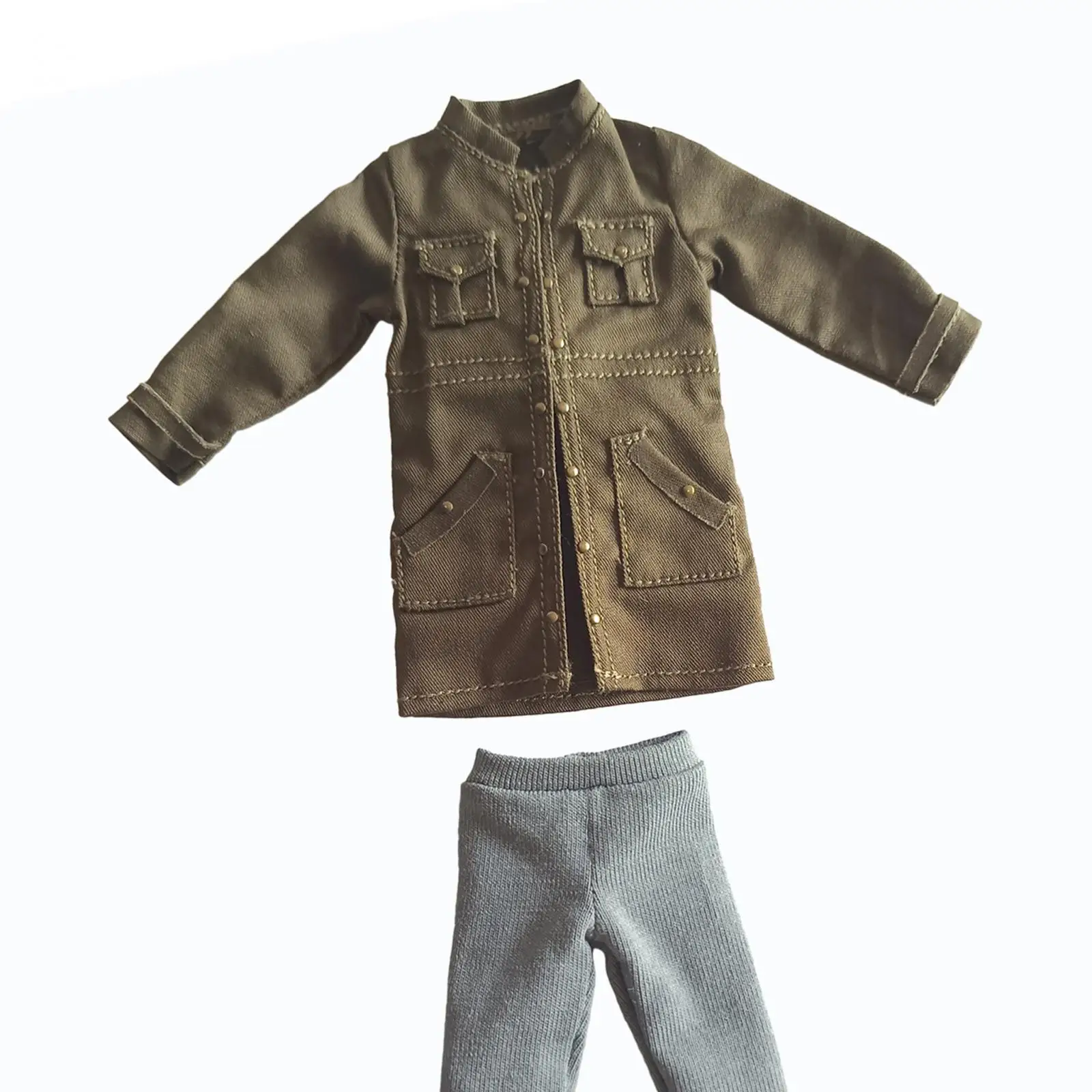 2 Pieces 1/12 Men Trench Coat and Pants, Handmade Doll Clothes Costume for 6" Action Figures Dress up Accs
