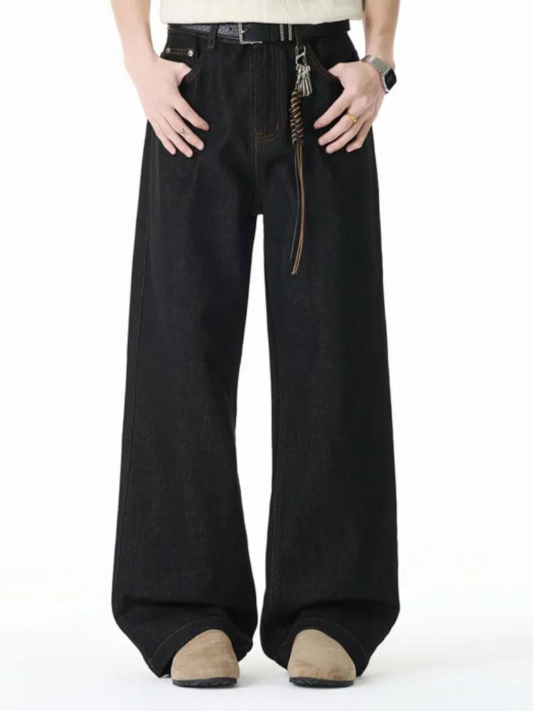 Style Cleanfit American Wide Leg Men's Jeans Trendy Loose Fitting Straight Denim Long Pants 2026 Spring New Trousers SFQY
