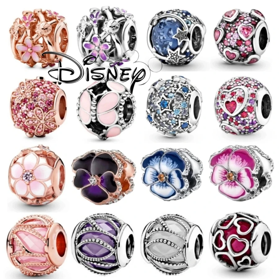 Disney Mom Family Love Heart Beadeds Fit Original Pandora Bracelets  DIY Charms Bead Women Jewelry