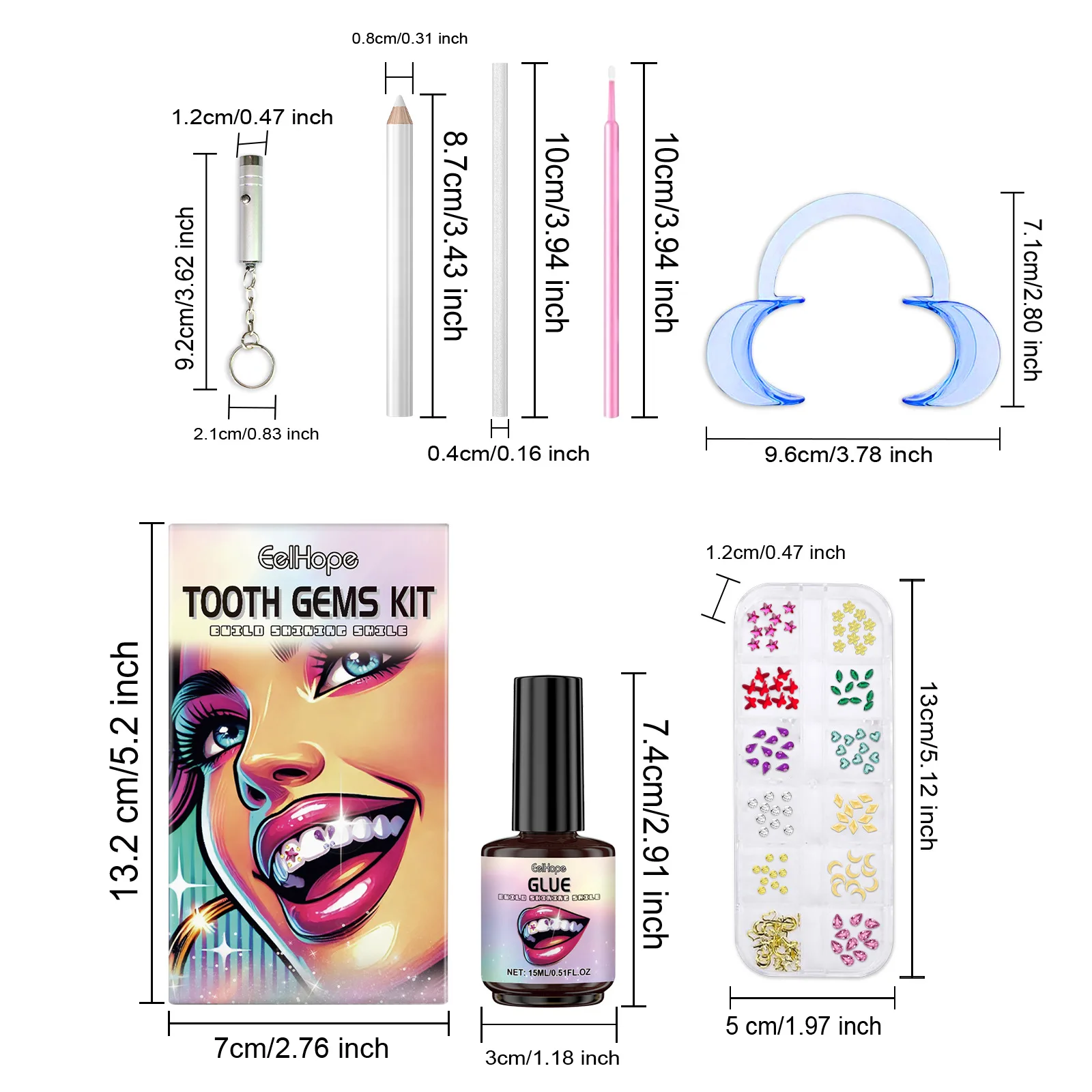 Tand Sieraden Kit DIY Tanden Edelstenen Kit Met Lijmen En Lichte Tanden Heldere Edelsteen Sieraden Decoratie Glinsterende Tand Gem Kit