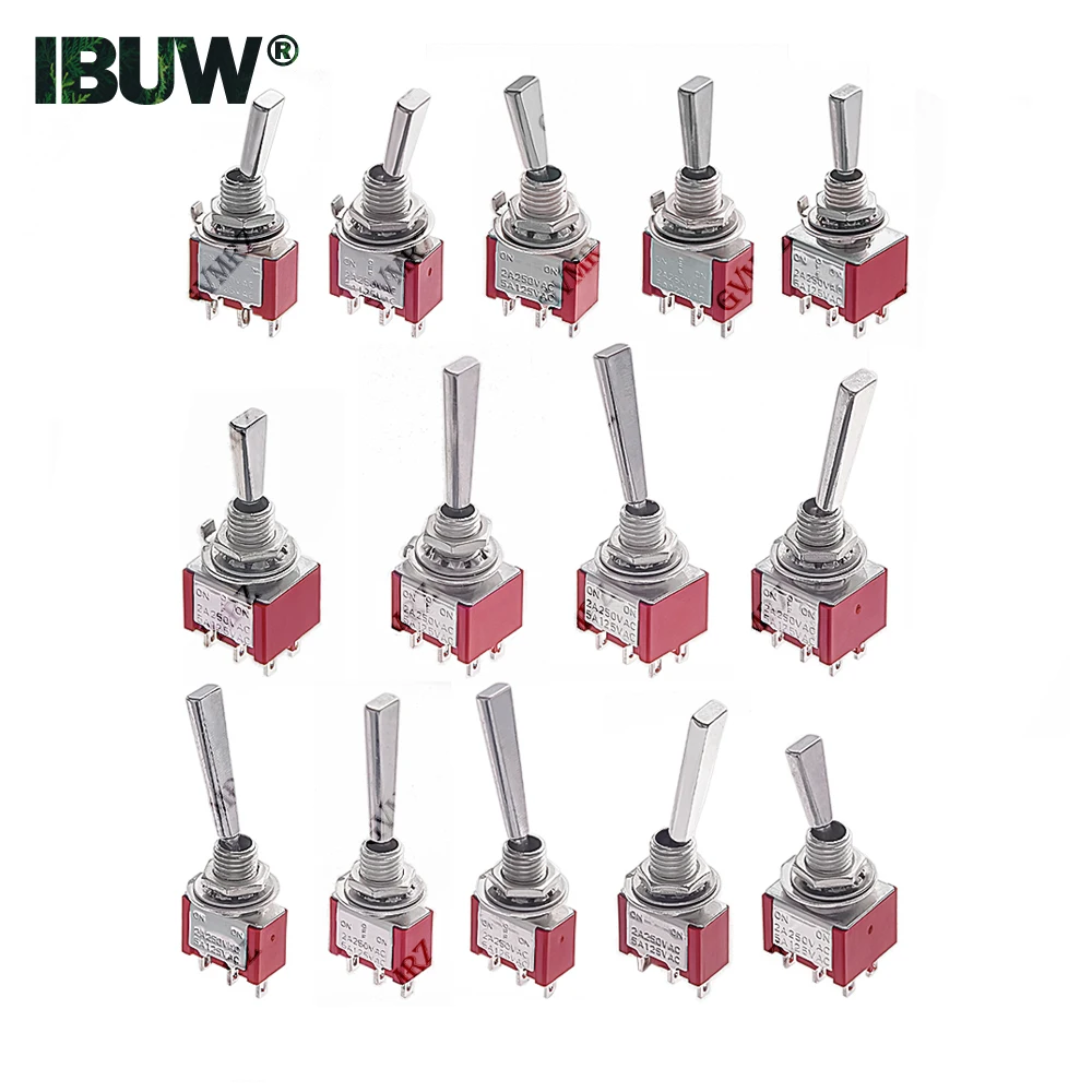 2PCS 3/6Pin 2/3 Positions ON OFF ON Locking Momentary RC Model Remote Controlller Flat Handle 6mm Panel Mount Mini Toggle Switch
