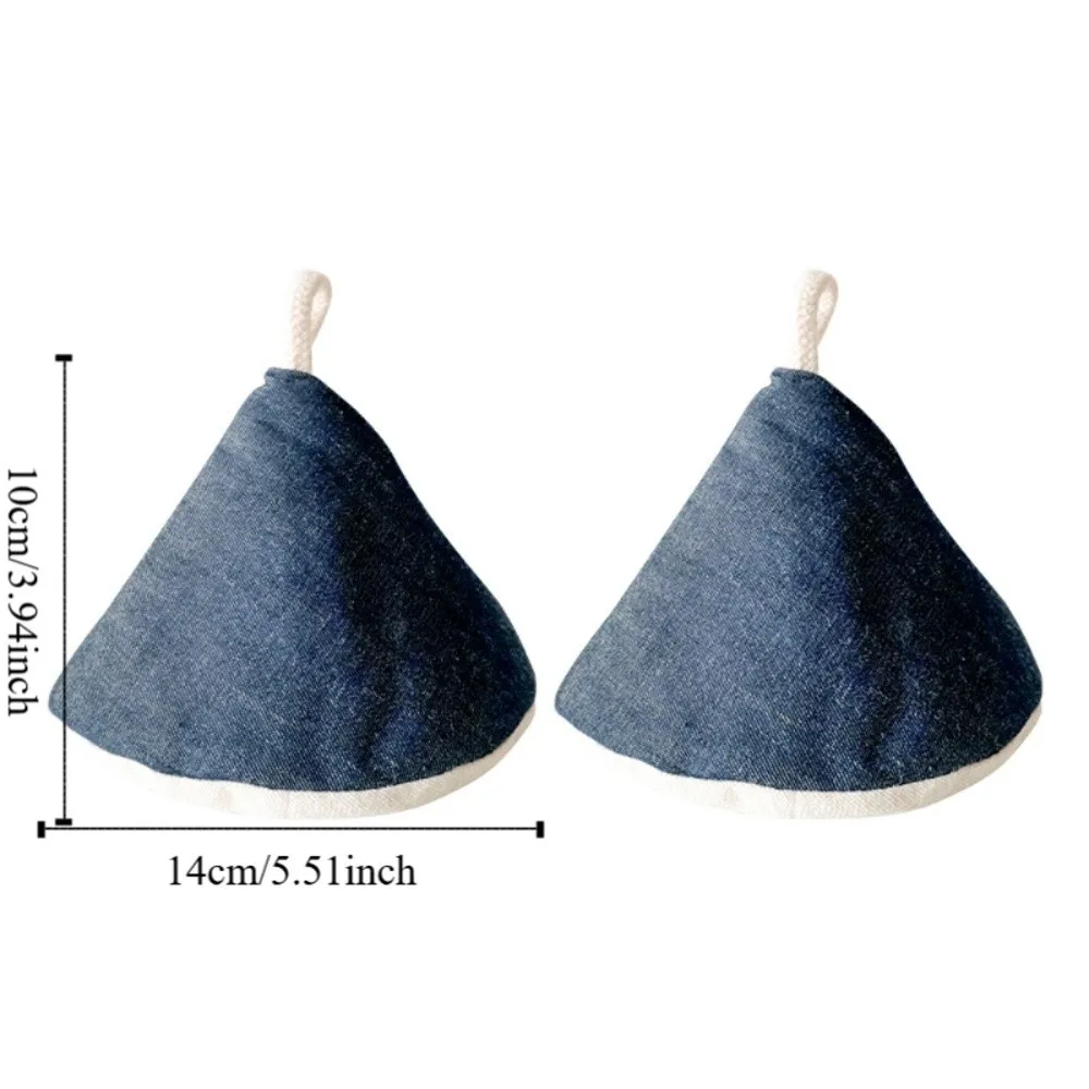 Gorro práctico de algodón antiescaldado para microondas, guantes con mango de olla lavables y seguros, forma triangular, Mini gorro esmaltado, 2 uds.