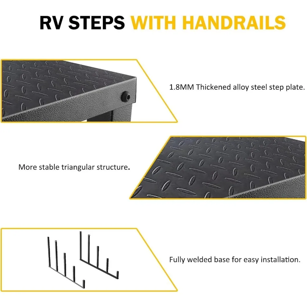 Swimming Pool Ladder Above Ground, RV Step Stool Ladder, Hot Tub Steps with Handrail, 660 lb Load Capacity Pool Stairs Pool Step
